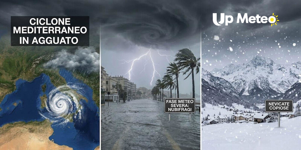 Ciclone mediterraneo in arrivo: attesa fase di maltempo intenso con piogge e neve