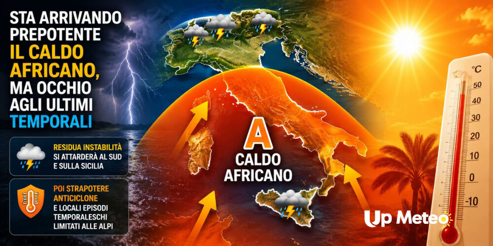 Il caldo africano sta ritornando: preludio di temperature elevate, con temporali in vista