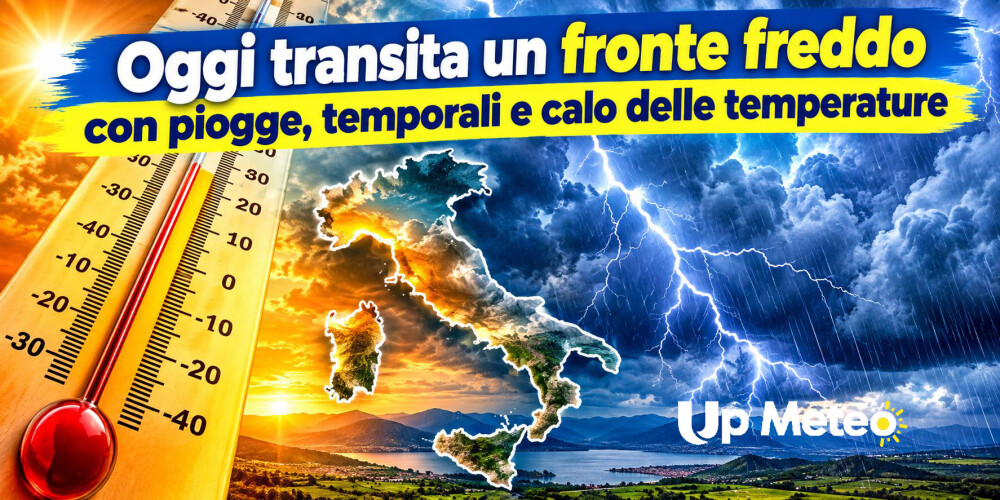 Fronte freddo in transito oggi: attese piogge, temporali e una diminuzione delle temperature