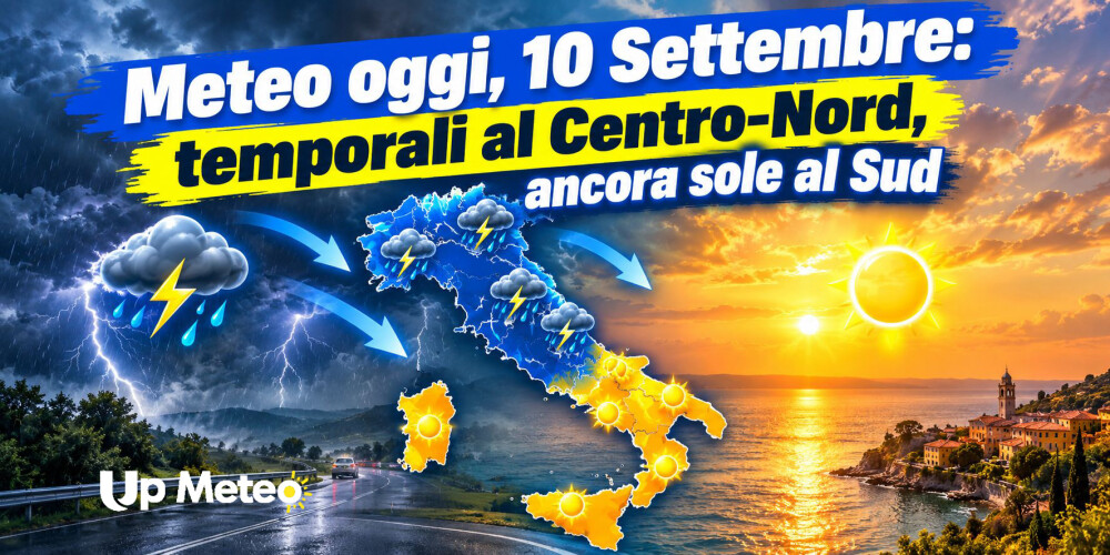Meteo 10 settembre: maltempo e temperature in calo al Centro-Nord, clima ancora estivo al Sud
