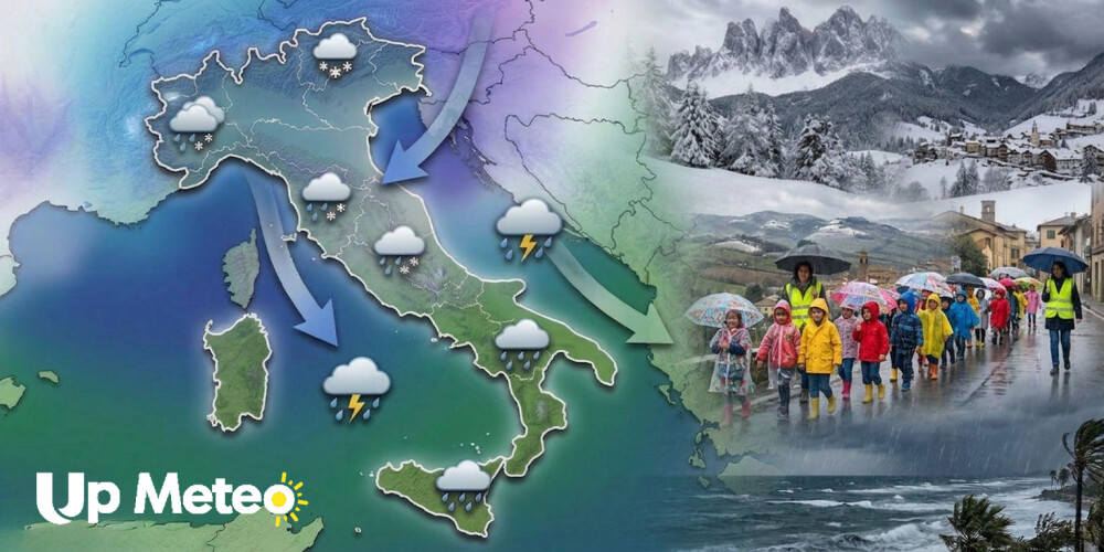 Correnti balcaniche con locali piogge e neve in montagna
