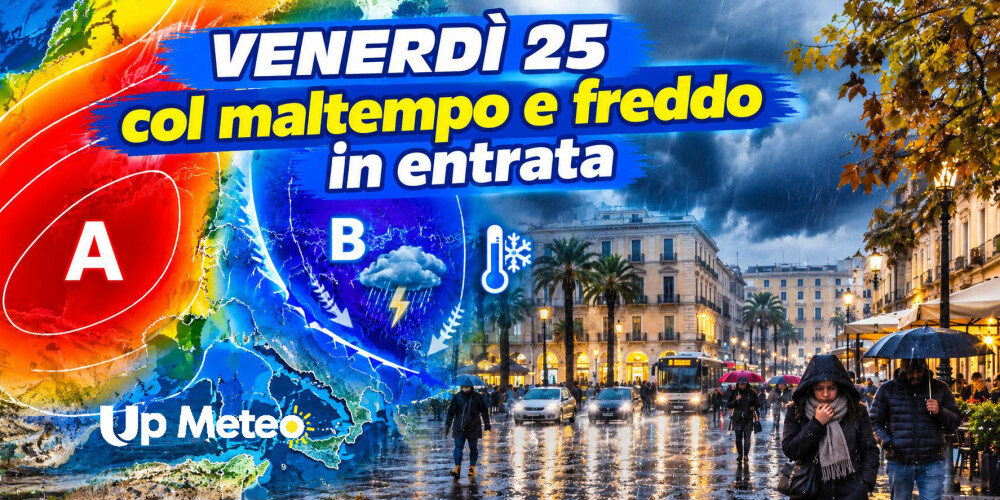 Venerdì 25 all’insegna del maltempo, con il freddo in entrata