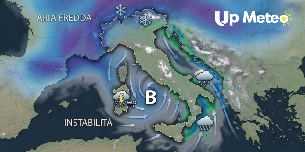 Nuovo impulso di aria fredda da est con instabilità soprattutto nelle ore diurne.