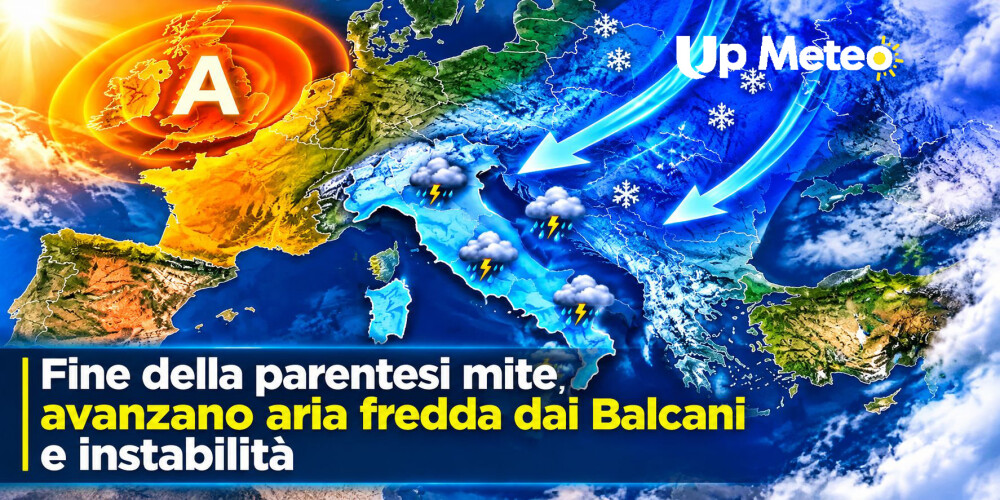 Clima mite agli sgoccioli, poi brusco peggioramento con freddo e temporali