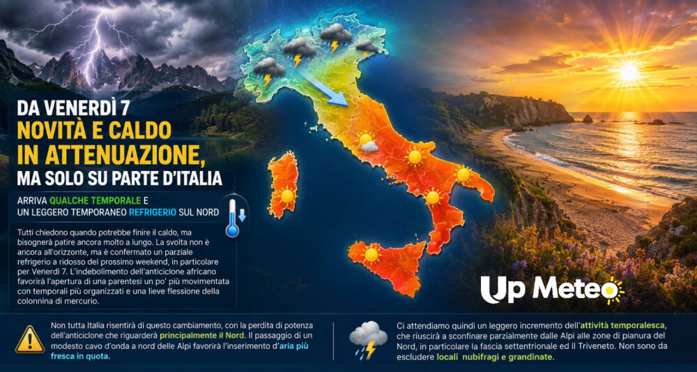 Da venerdì cambia tutto: caldo in attenuazione, ma solo su una parte d'Italia