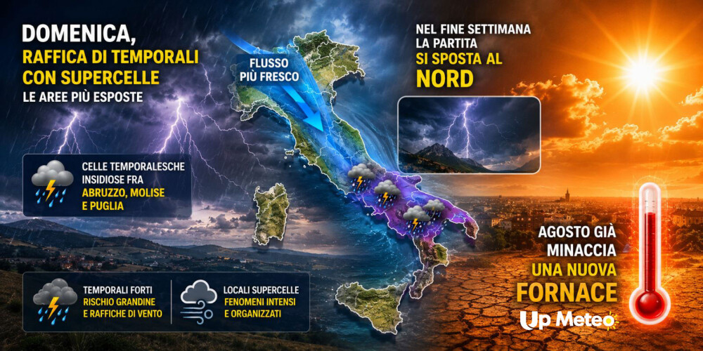 Temporali a raffica domenica: possibili supercelle nelle aree più esposte