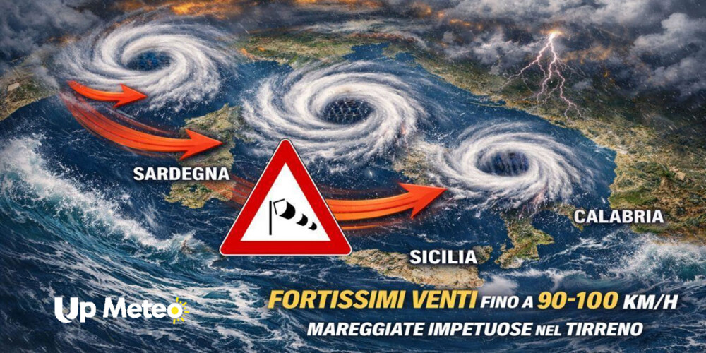 Maltempo, tre cicloni in pochi giorni: raffiche fino a 100 km/h e regioni a rischio