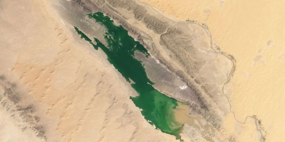 Immagine Landsat 9 che mostra l'area di Sebkha el Melah, Algeria, con un lago effimero al 29 settembre 2024. NASA