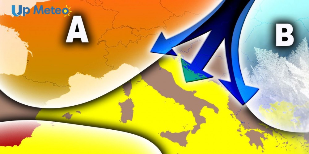 Calo termico da oggi, con aria più fredda dai Balcani che convergerà con la depressione mediterranea
