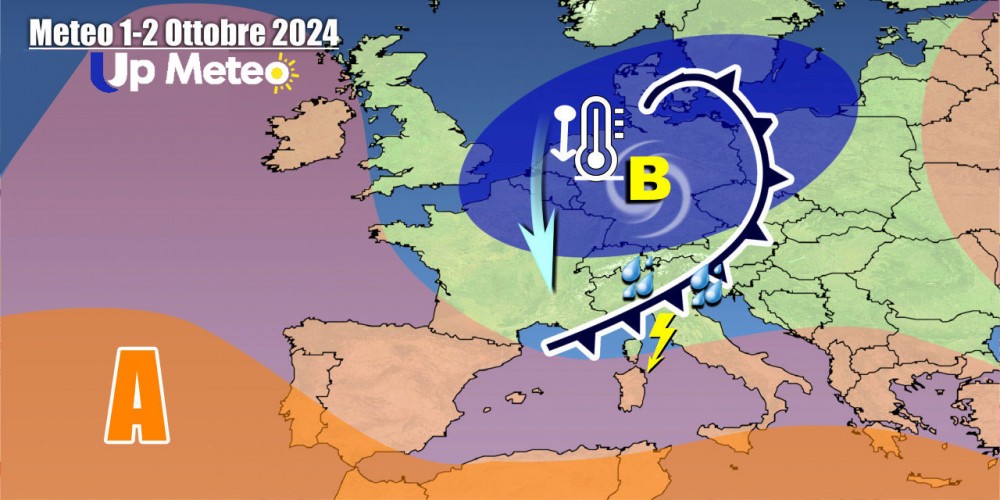 Breve pausa anticiclonica ad inizio settimana, poi affondo di un vortice ciclonico dall’Europa Centrale