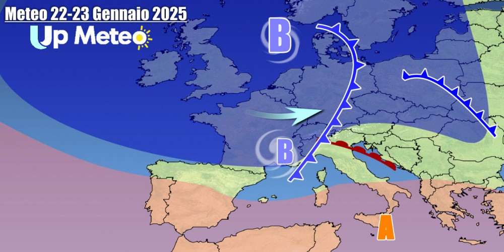 Italia: veloci perturbazioni atlantiche, ma clima spesso mite per il periodo