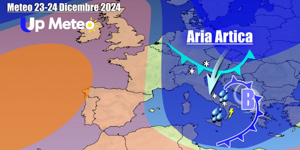 Fronte freddo Domenica 22 e poi irruzione fredda sino al 25-26 Dicembre con nevicate a quote basse