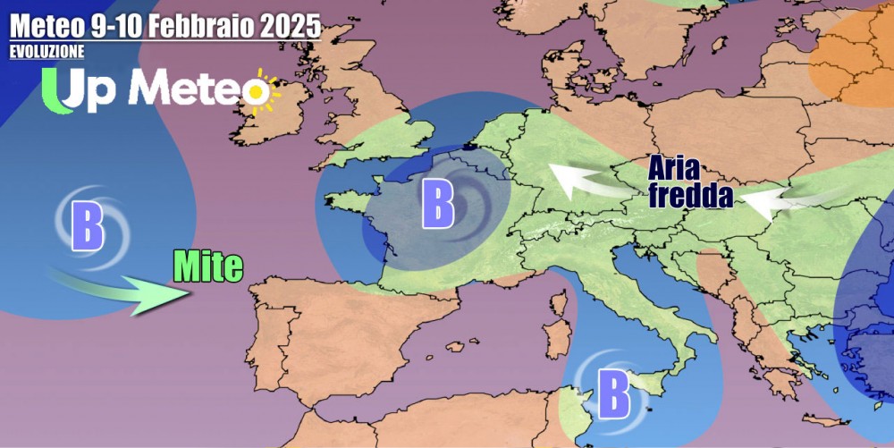 Tempo a tratti instabile con qualche pioggia e possibile evoluzione di un vortice mediterraneo.